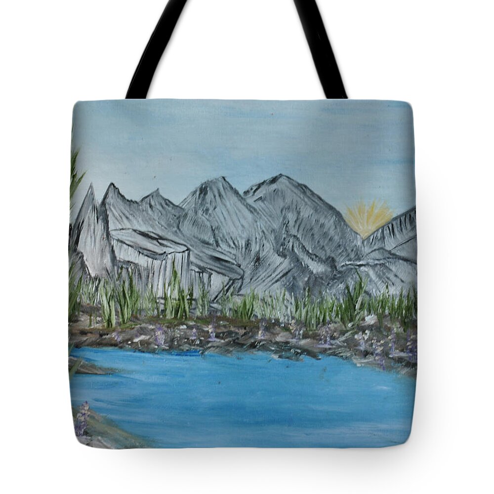  Tote Bag featuring the painting Flathead Lake by Suzanne Surber