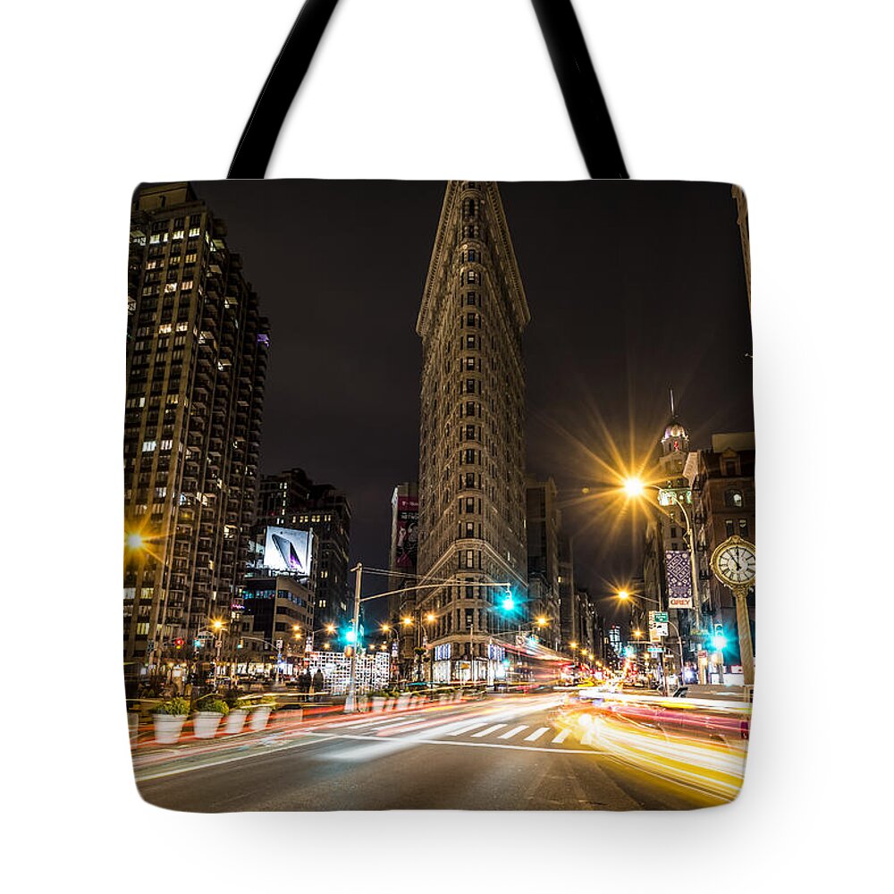 Usa Tote Bag featuring the photograph Flatiron Building at Night by David Morefield