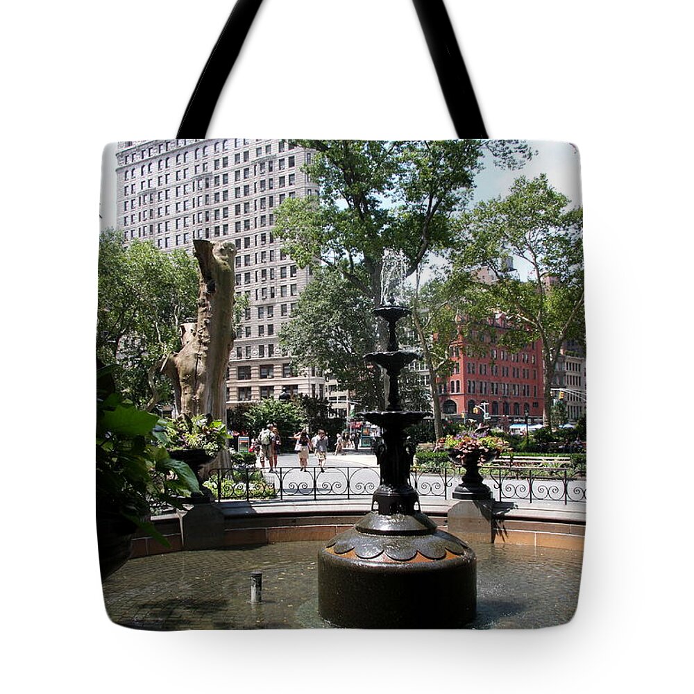 Flatiron Building Tote Bag featuring the photograph Flatiron From Madison Square Park NYC by Christiane Schulze Art And Photography
