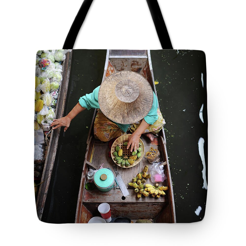 People Tote Bag featuring the photograph Floating Market by Carlos Nizam