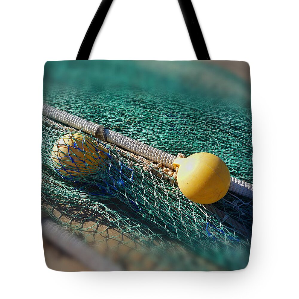 Fishing Nets Tote Bag featuring the digital art Floats Nets by Charles Stuart