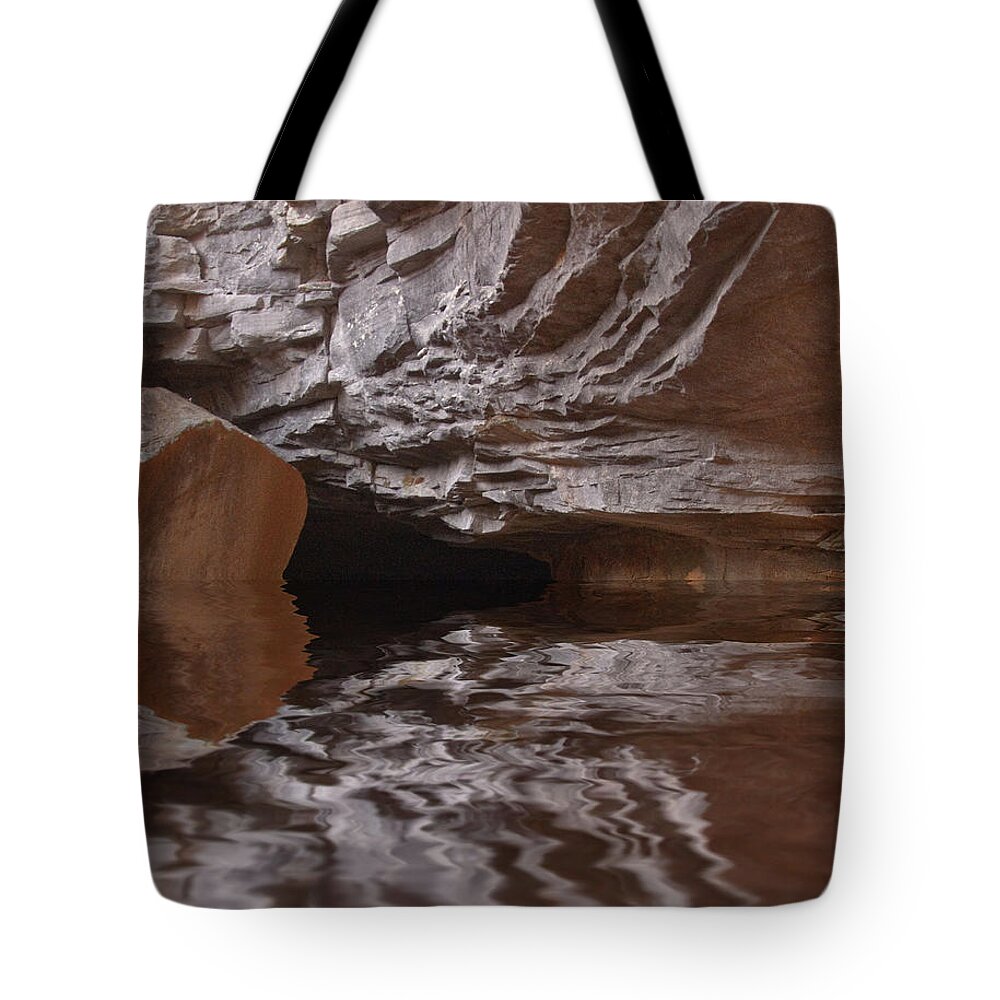Landscape Tote Bag featuring the photograph flooded Ohio cave by Flees Photos