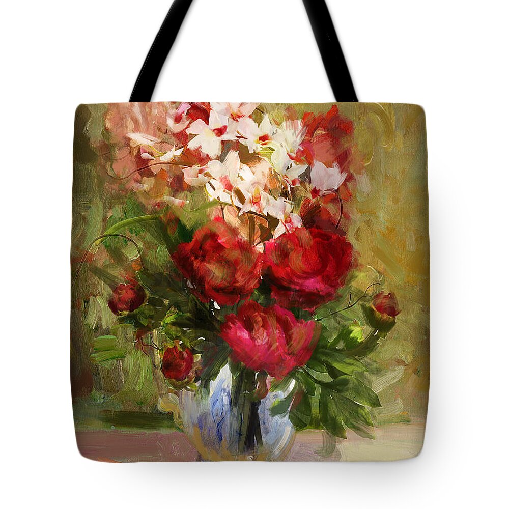 Flower Tote Bag featuring the painting Floral 9 by Mahnoor Shah