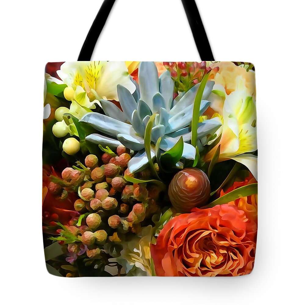 Floral Tote Bag featuring the photograph Floral Arrangement 1 by David T Wilkinson