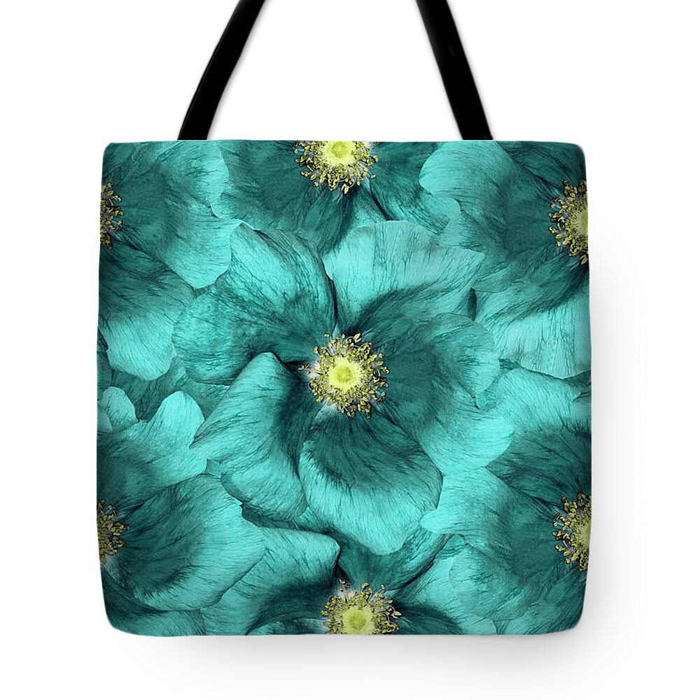 Printmaking Technique Tote Bag featuring the photograph Floral Background .turquoise Flowers by Fnadya76
