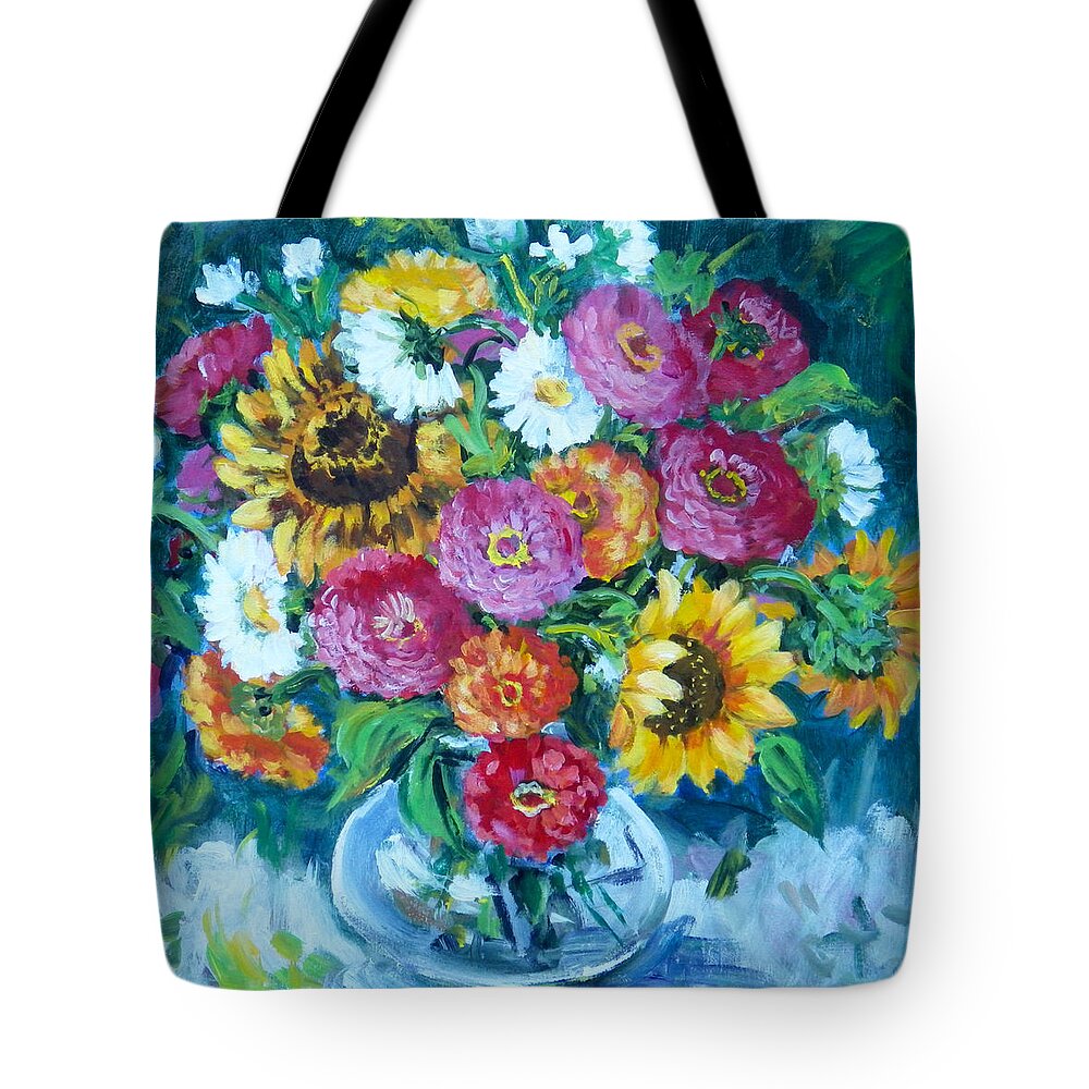 Flowers Tote Bag featuring the painting Floral Explosion No.1 by Ingrid Dohm