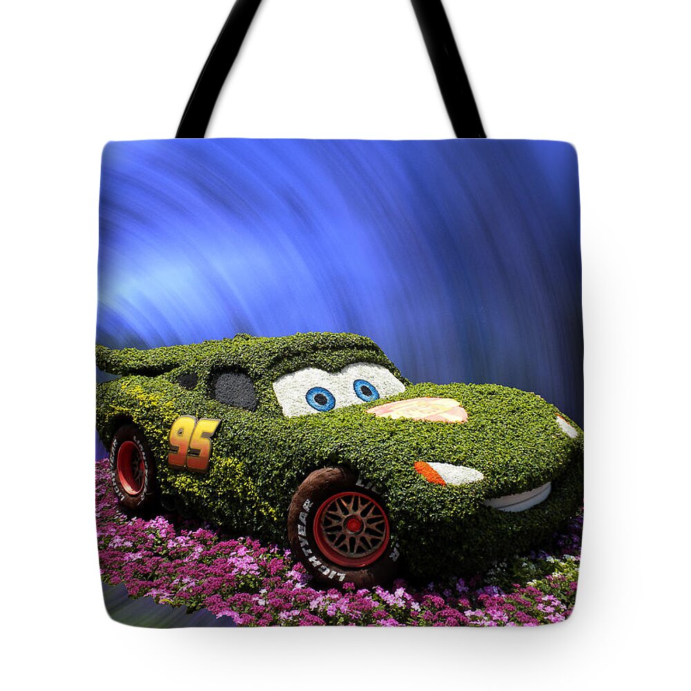 Cars 2 Tote Bag featuring the photograph Floral Lightning McQueen by Thomas Woolworth