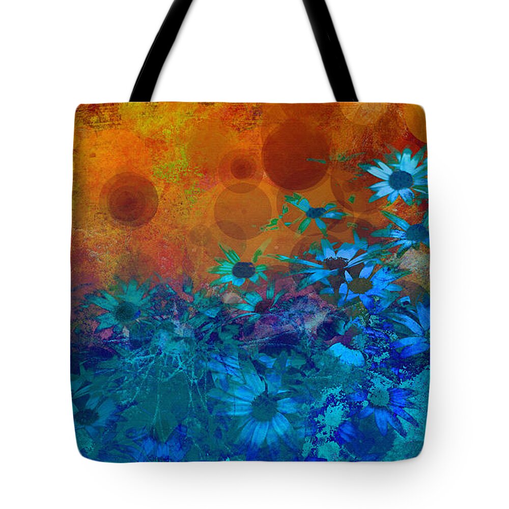 Flower Tote Bag featuring the photograph Flower Fantasy in Blue and Orange by Ann Powell