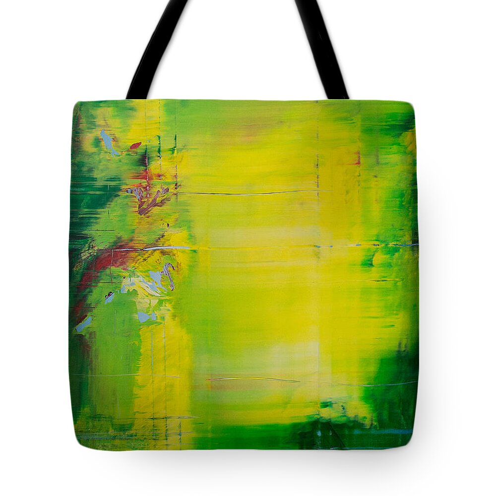 Derek Kaplan Art Tote Bag featuring the painting Flower In The Rain by Derek Kaplan