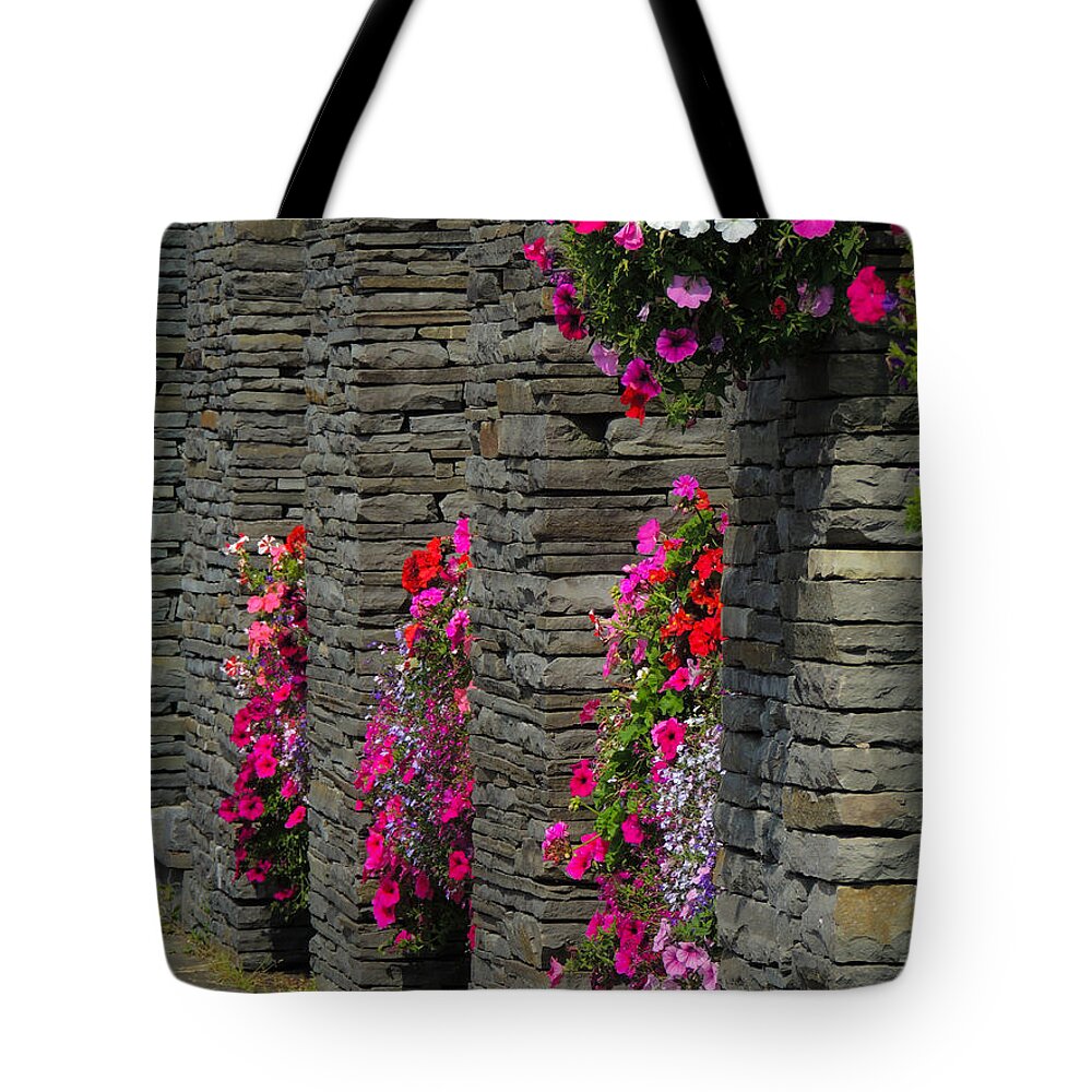 Flowers Tote Bag featuring the photograph Flowers at Liscannor Rock Shop by James Truett