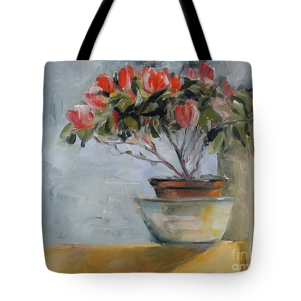 Flowers Tote Bag featuring the painting Flowers on my easel by Karina Plachetka