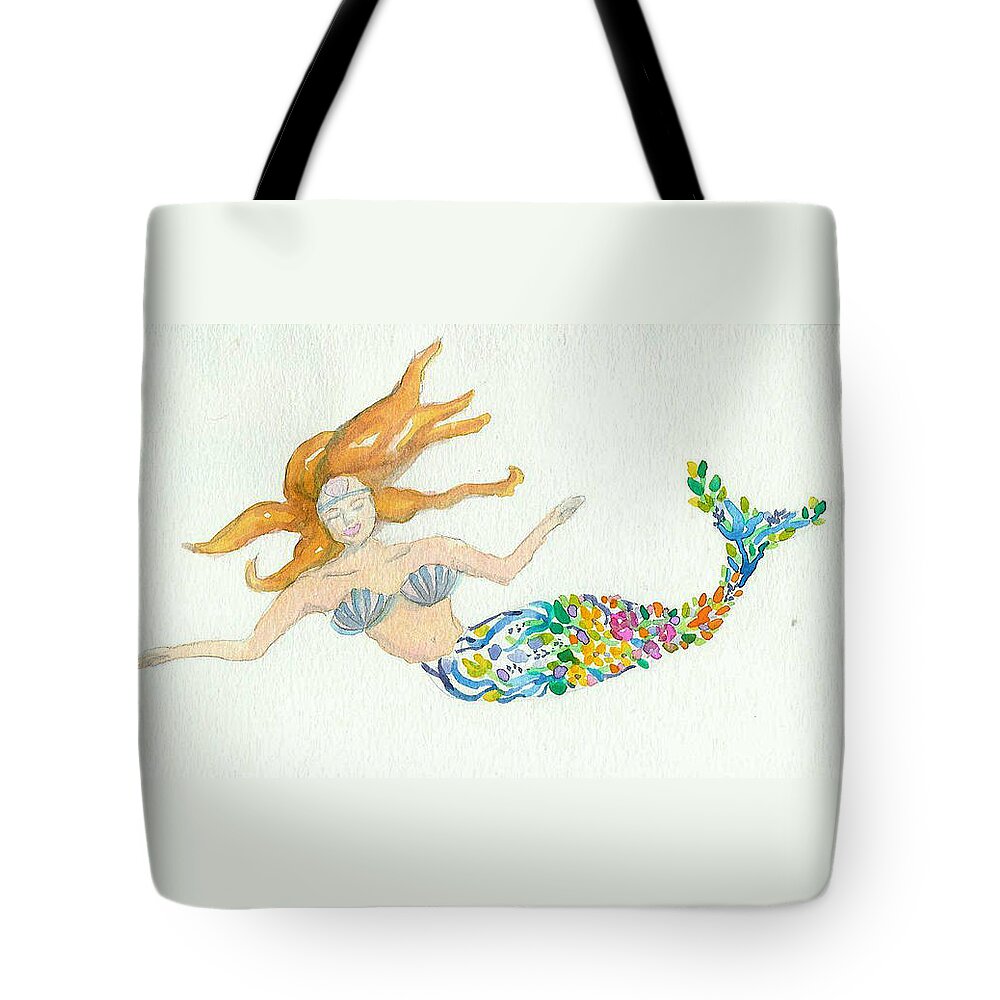 Mermaid Tote Bag featuring the painting Mermaid de Fleur by Anne Marie Brown
