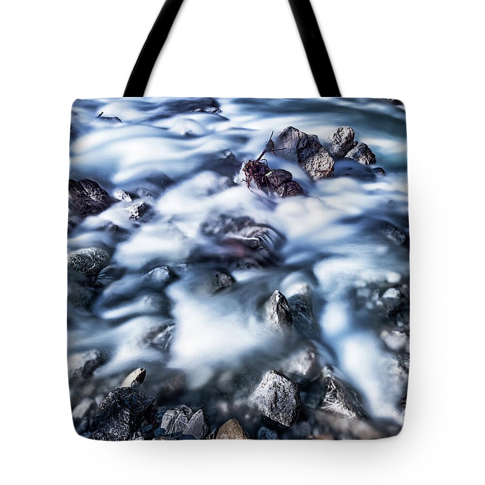 Empty Tote Bag featuring the photograph Flowing Running River Spring Water by Assalve