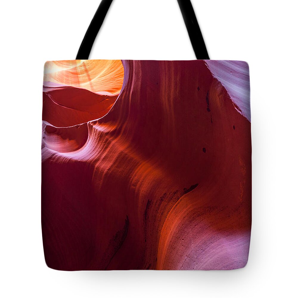Antelope Canyon Tote Bag featuring the photograph Fluorescent Rocks by Jason Chu