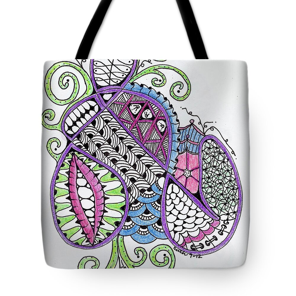 Zentangles Tote Bag featuring the mixed media Flutterbug by Ruth Dailey