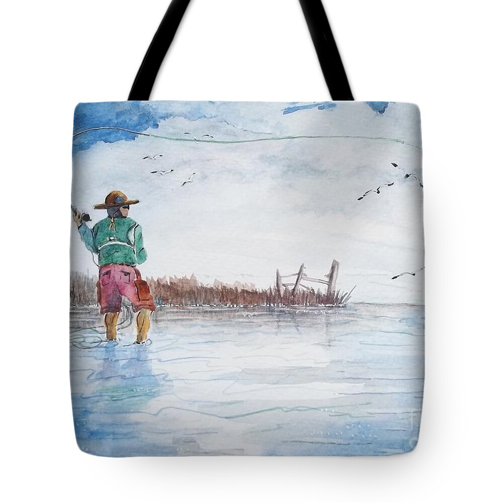 Lefty Fly Fishing For Reds Tote Bag by Don n Leonora Hand - Pixels