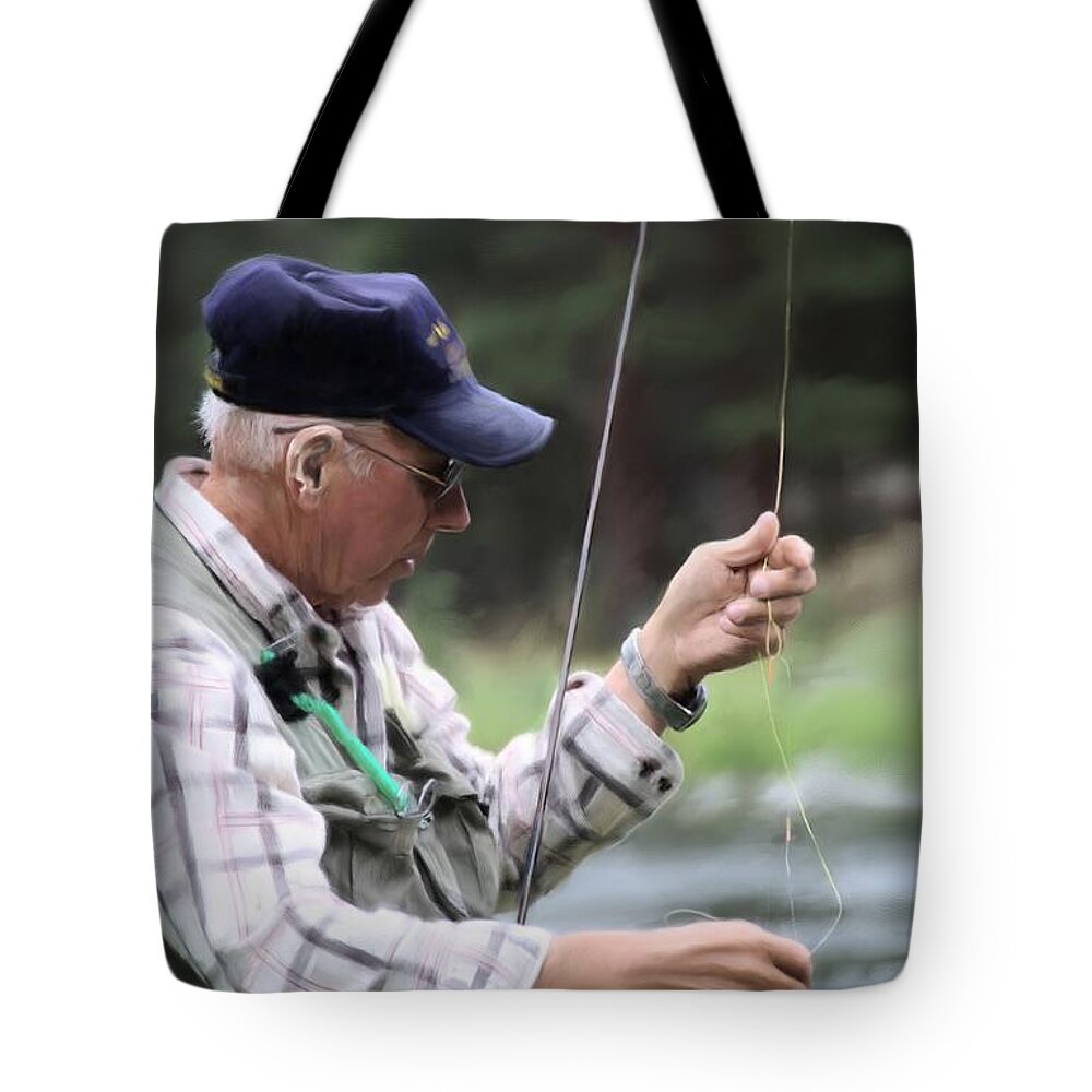 Adult Tote Bag featuring the digital art Fly fishing time by Debra Baldwin