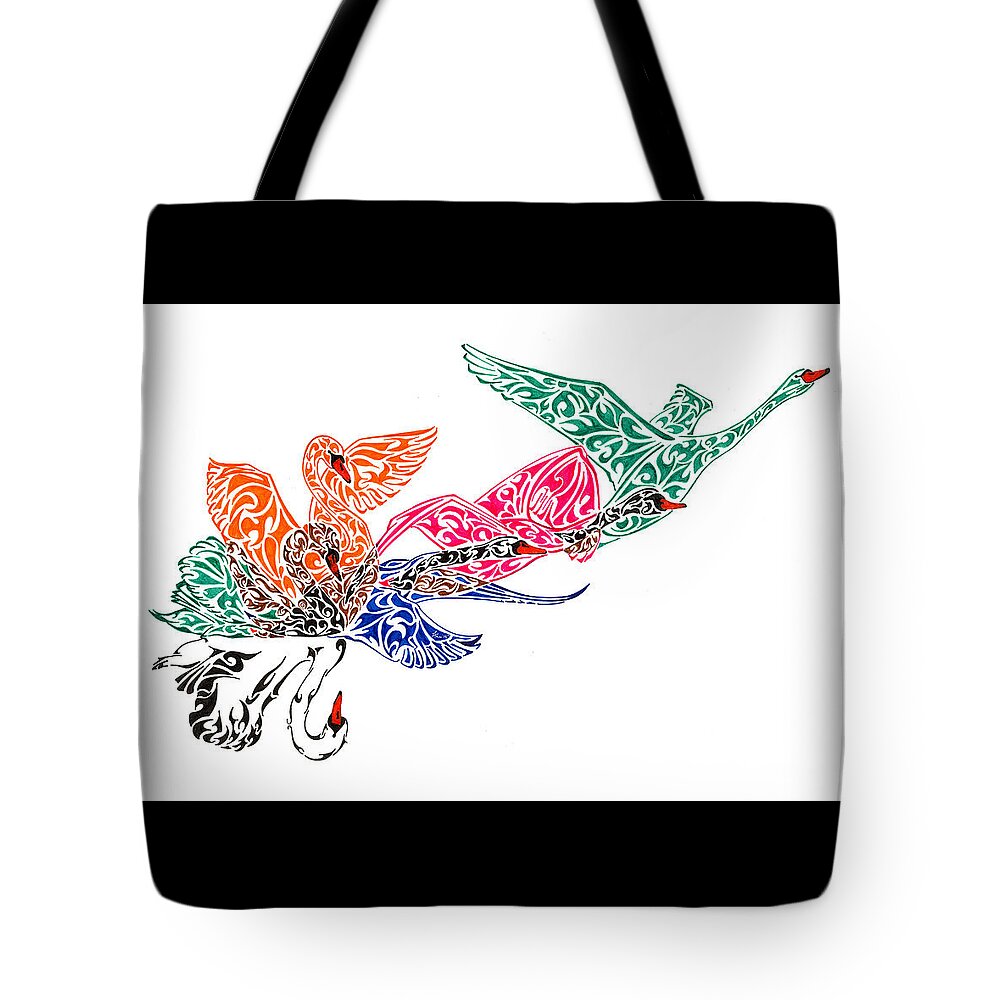 Doodle Tote Bag featuring the painting Fly High by Anushree Santhosh