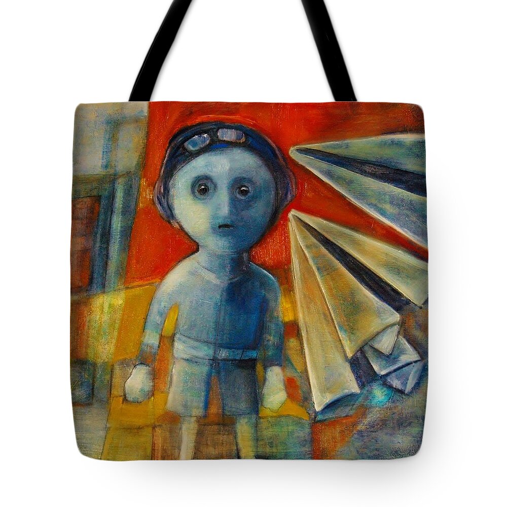 Pilot Tote Bag featuring the painting Flyboy by Jean Cormier