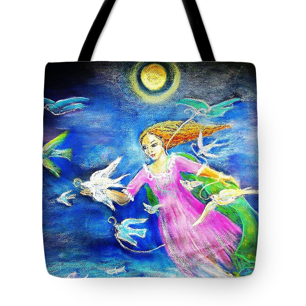 Flying Tote Bag featuring the painting Flying South by Trudi Doyle