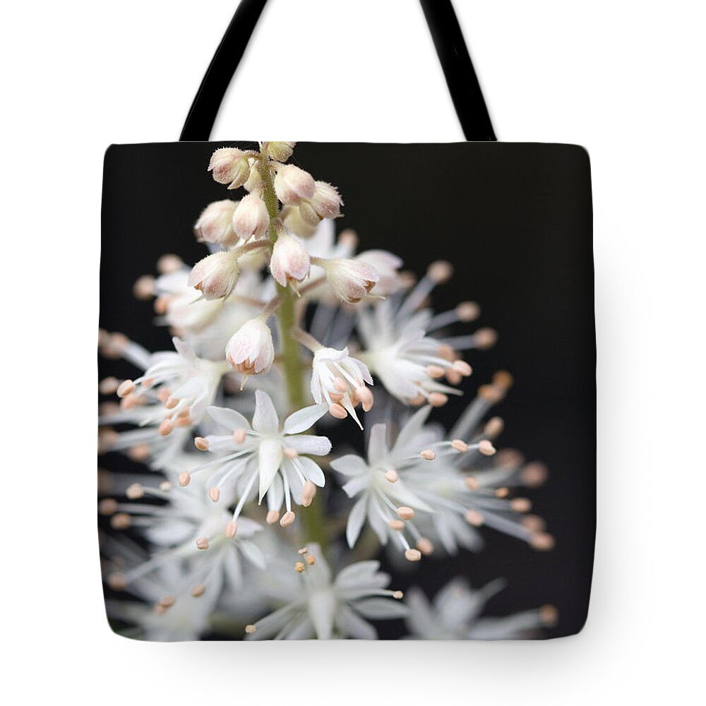 Heart Leaf Tote Bag featuring the photograph Foam Flower by Melinda Fawver