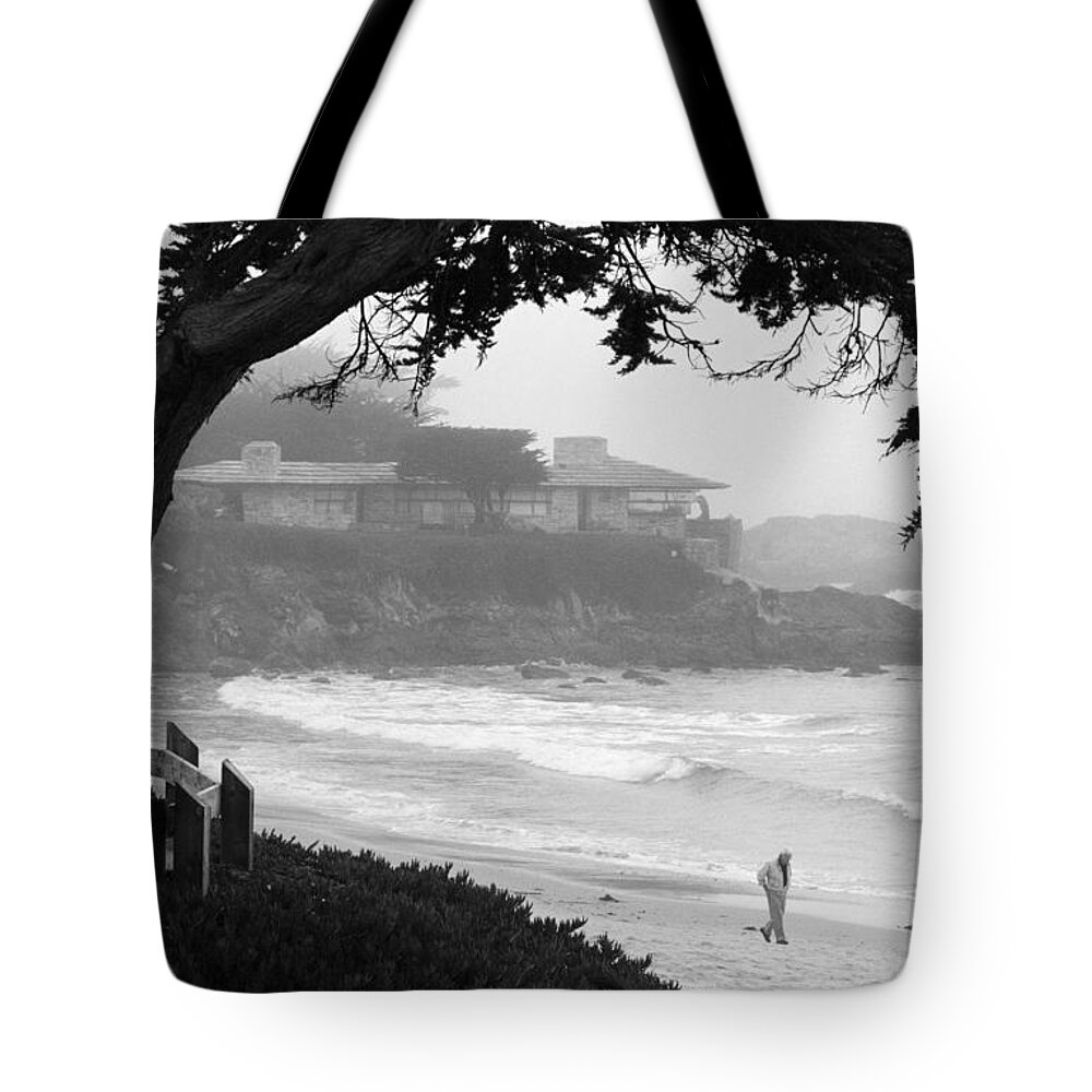 Carmel Tote Bag featuring the photograph Foggy Day on Carmel Beach by James B Toy
