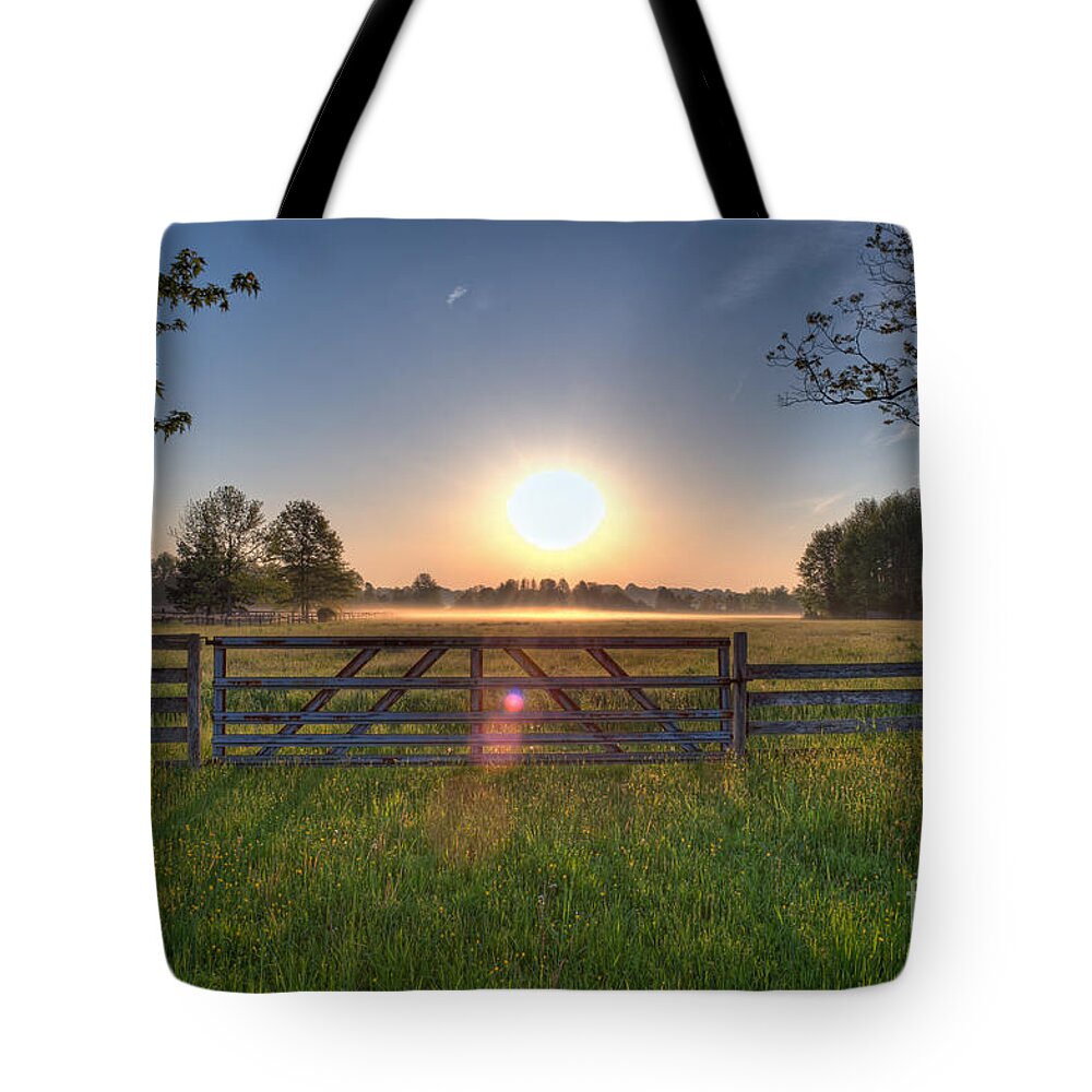 Landscape Tote Bag featuring the photograph Foggy Field by Michael Ver Sprill
