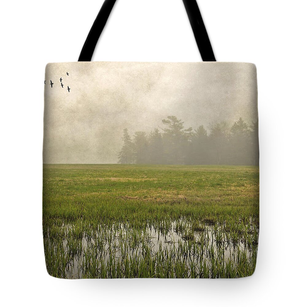 Maine Tote Bag featuring the photograph Foggy Flying by Karin Pinkham