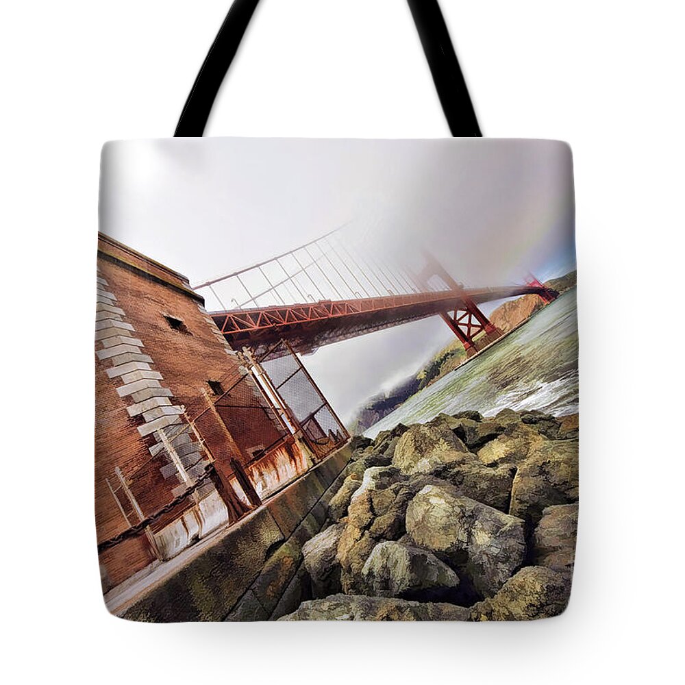 Art Photography Tote Bag featuring the photograph Foggy Gates by Blake Richards