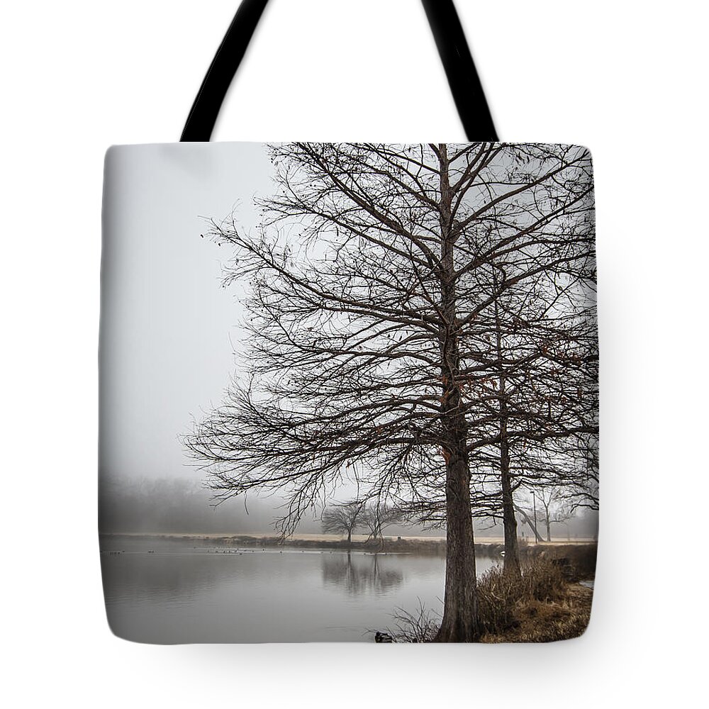 Fog Tote Bag featuring the photograph Foggy Morning Calm by David Downs