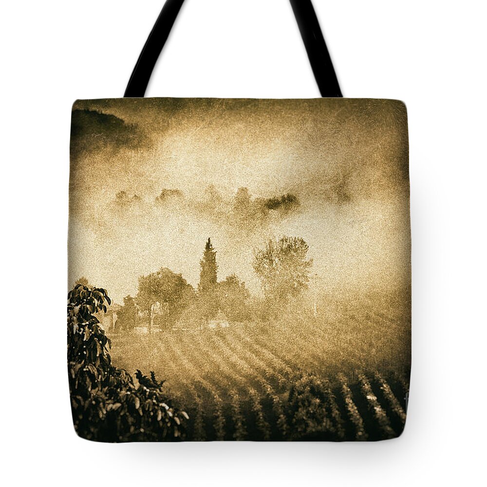 Atmospheric Tote Bag featuring the photograph Foggy Tuscany by Silvia Ganora
