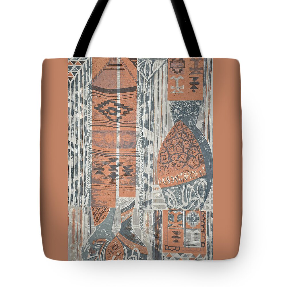 Arabic Folk Tote Bag featuring the painting Folk Arabic Symbols by Ousama Lazkani