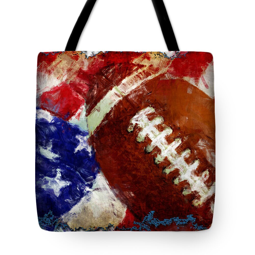 Football Tote Bag featuring the digital art Football USA by David G Paul