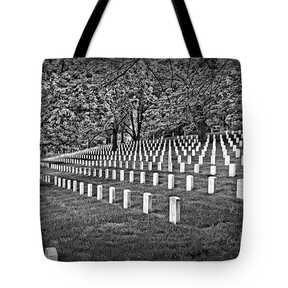 Black And White Tote Bag featuring the photograph For Our Nation by DJ Florek
