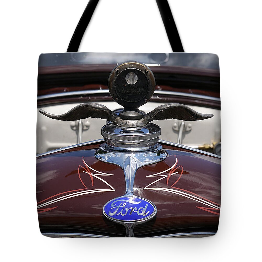 Richard Reeve Tote Bag featuring the photograph Ford - Flying Radiator Cap by Richard Reeve