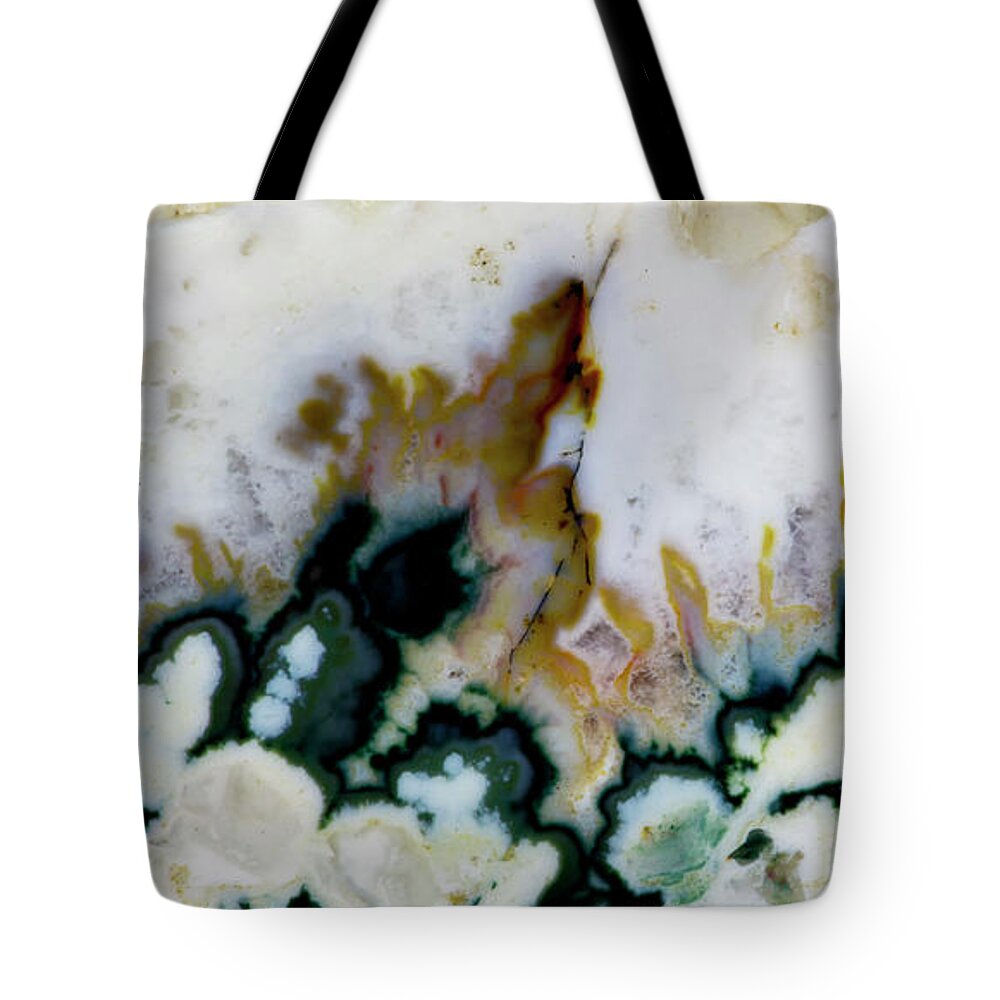 Mineral Tote Bag featuring the photograph Forest Green Agate, Close-up Of Plumes by Darrell Gulin