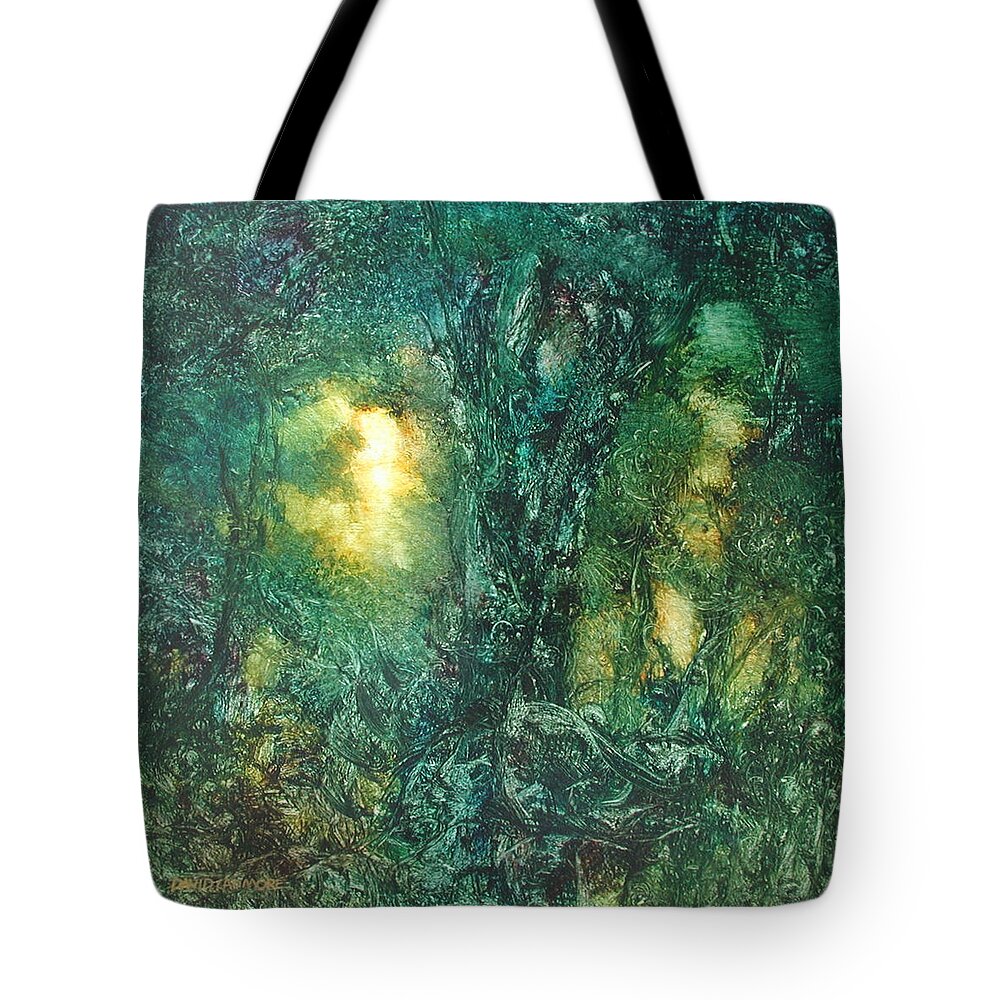 David Ladmore Tote Bag featuring the painting Forest Light 28 by David Ladmore