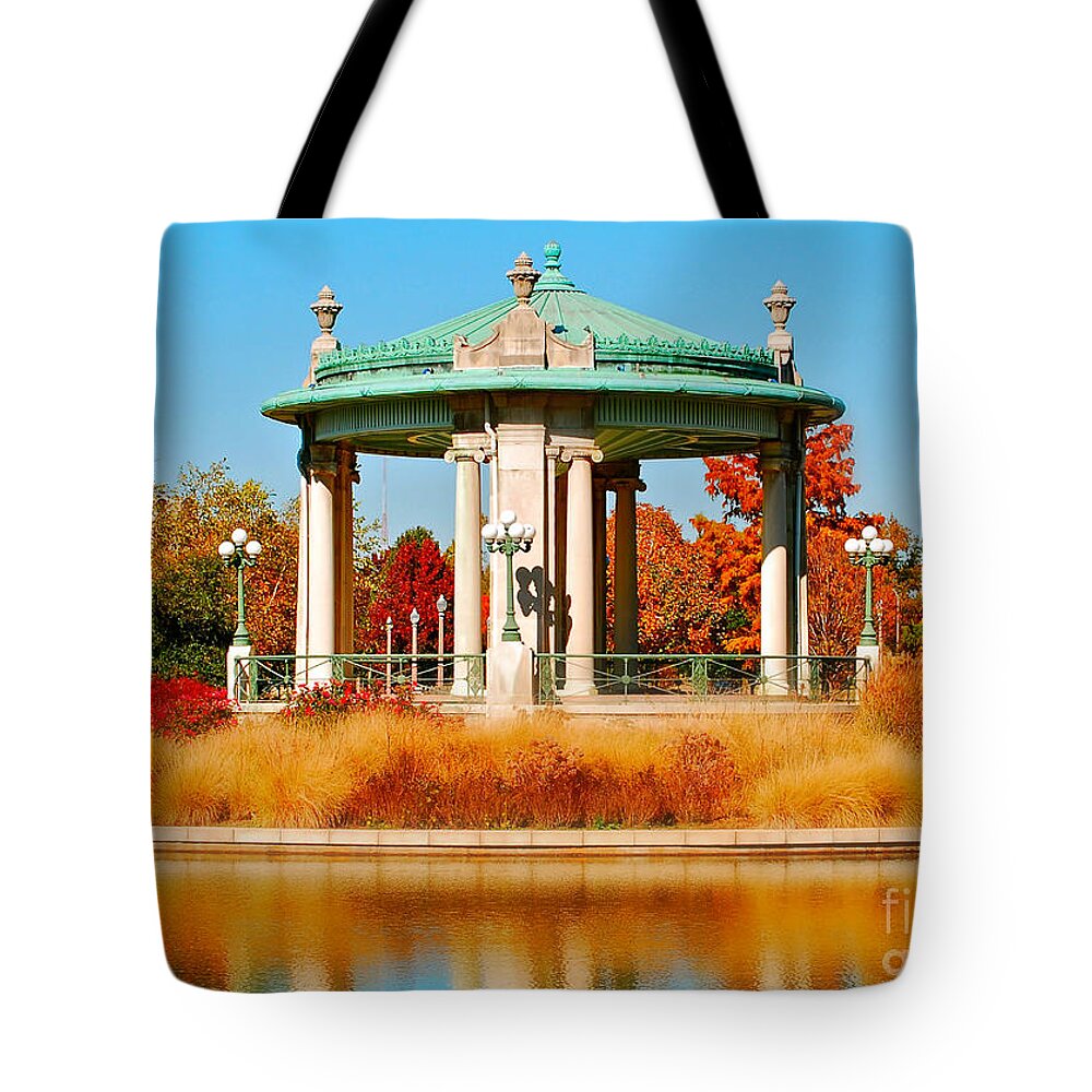 Landscape Tote Bag featuring the photograph Forest Park Gazebo by Peggy Franz