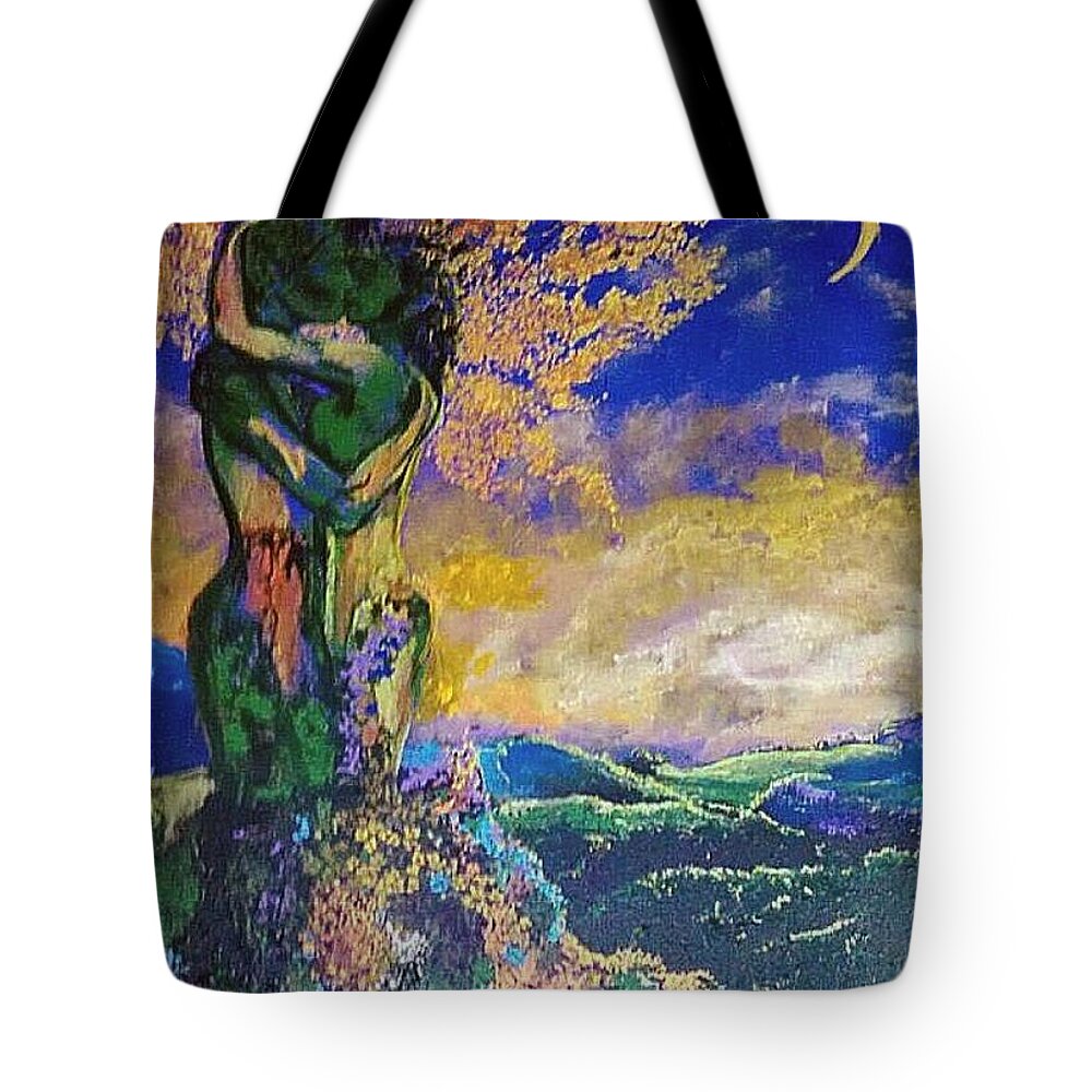 Trees Tote Bag featuring the painting Forever Embracing by Stefan Duncan
