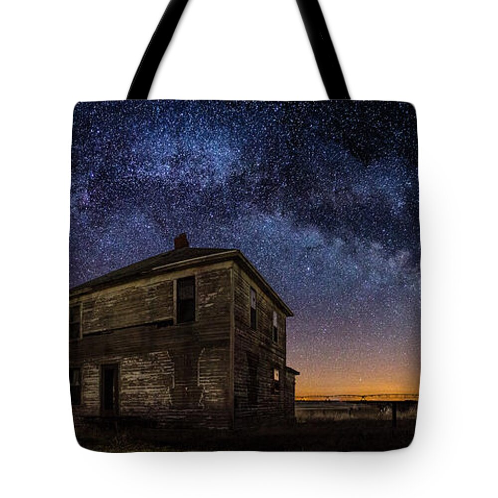 Milky Way Tote Bag featuring the photograph Forgotten under the Stars by Aaron J Groen