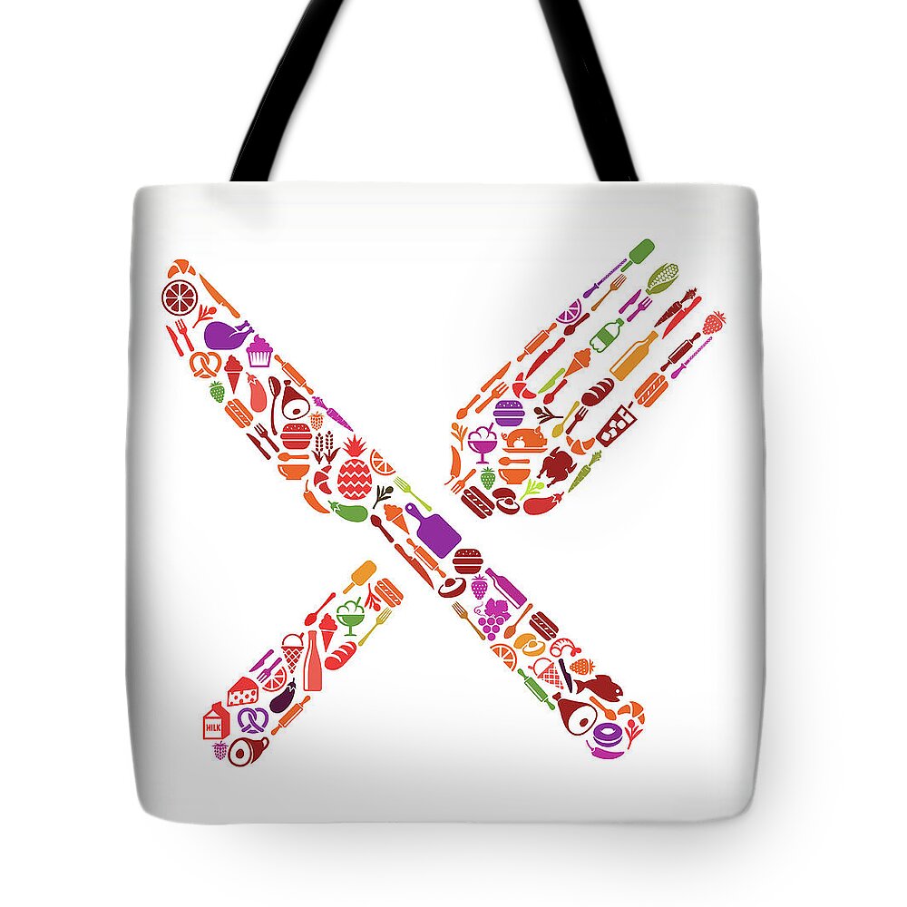 Chicken Meat Tote Bag featuring the digital art Fork And Knife Food & Drink Royalty by Bubaone