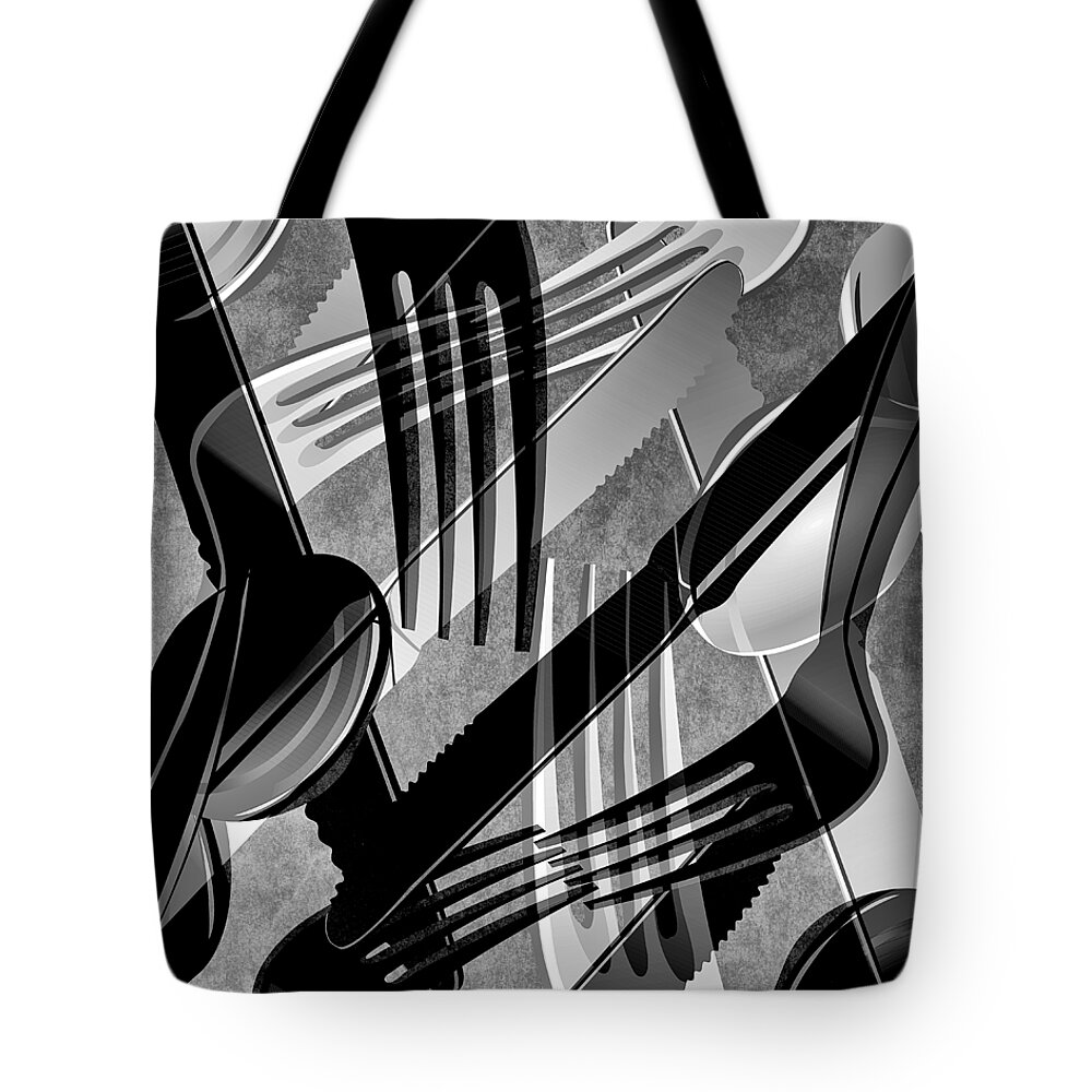 Texture Tote Bag featuring the mixed media Fork Knife Spoon 9 by Angelina Tamez