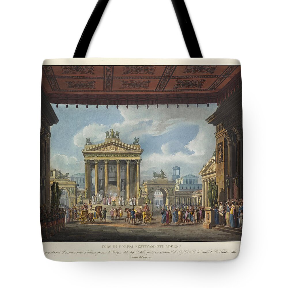 Saverio Tote Bag featuring the digital art Foro di Pompei festivamente adorno by Antonio Saverio