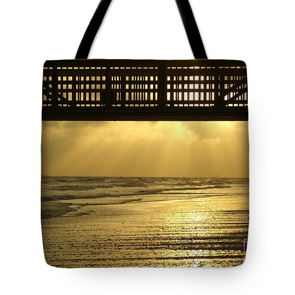 Fort Myers Tote Bag featuring the photograph Fort Myers Golden Sunset by Jennifer White