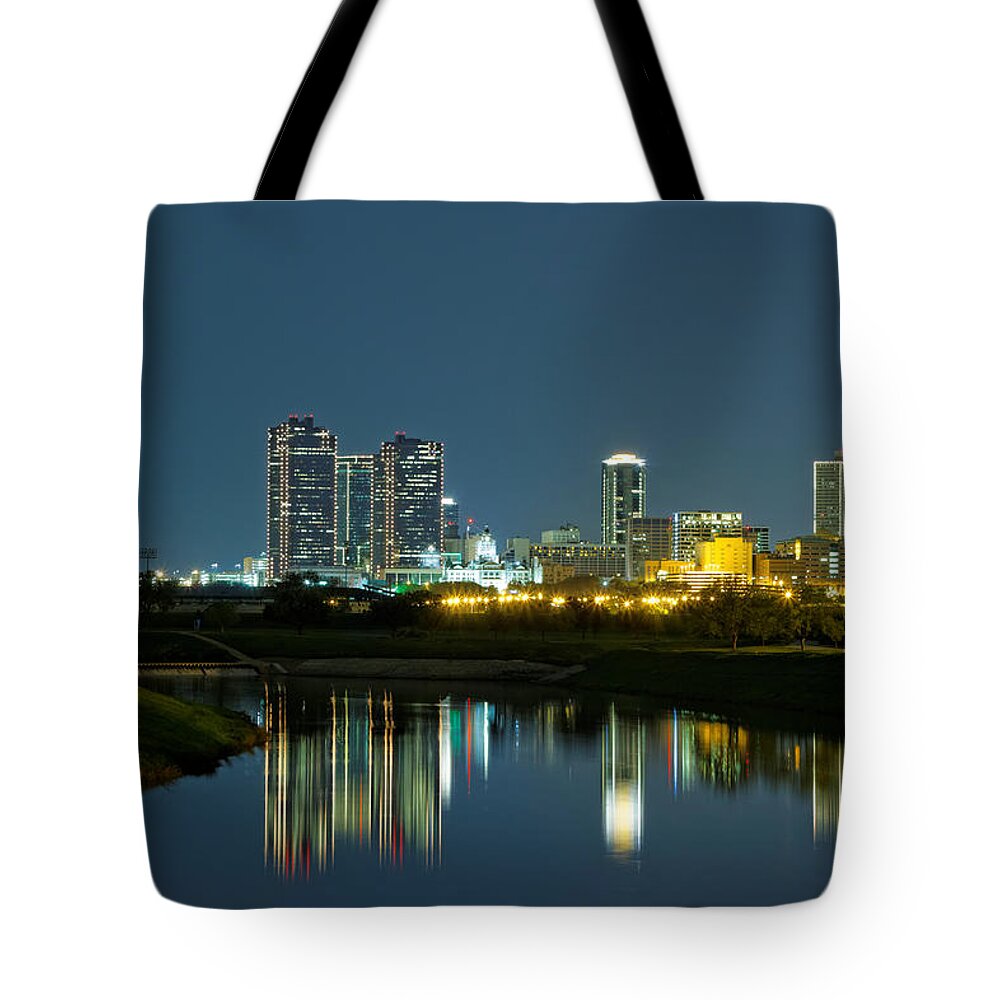 Fort Worth Texas Tote Bag featuring the photograph Fort Worth Reflection by Jonathan Davison
