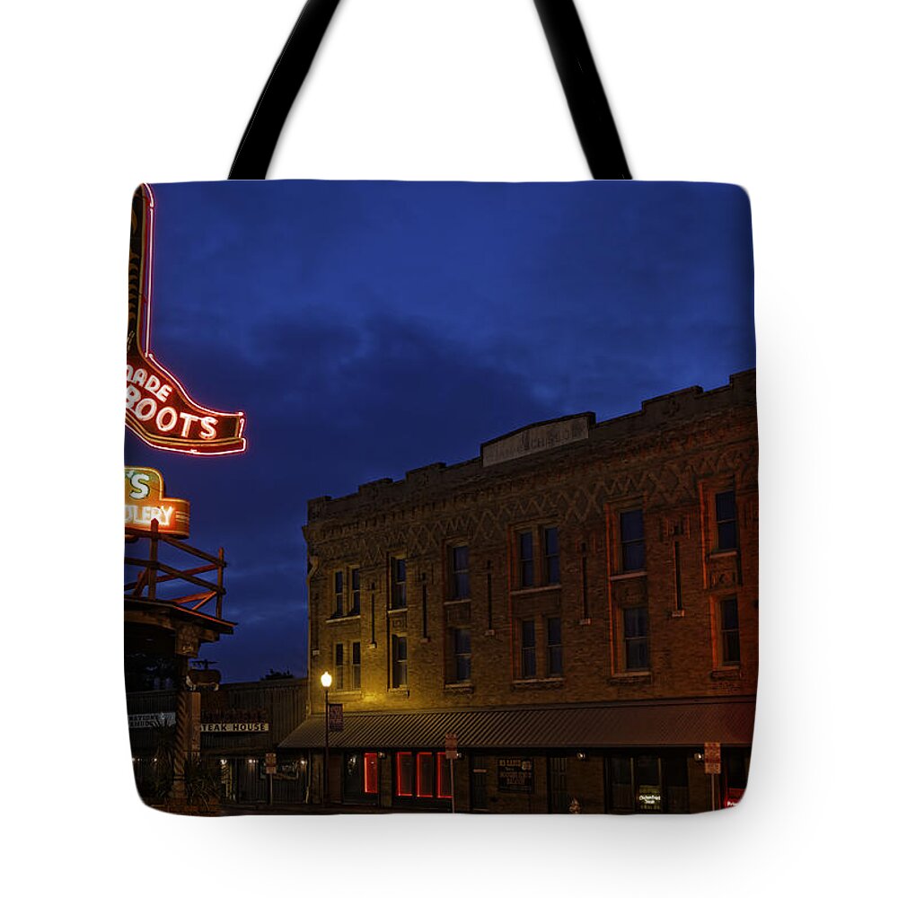 Fort Worth Stockyards Tote Bag featuring the photograph Fort Worth Stockyards Main Street by Jonathan Davison