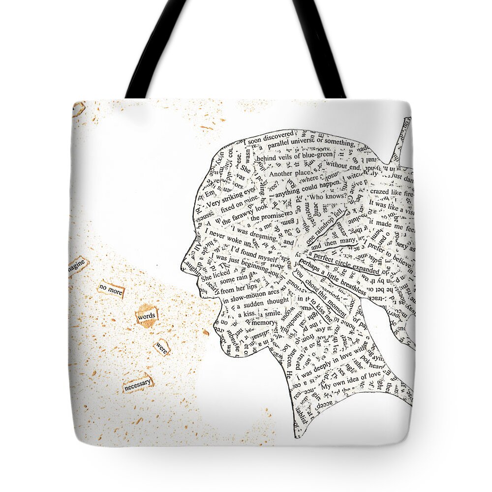Found Poetry Tote Bag featuring the mixed media Found Poetry Silhouette by Nikki Marie Smith