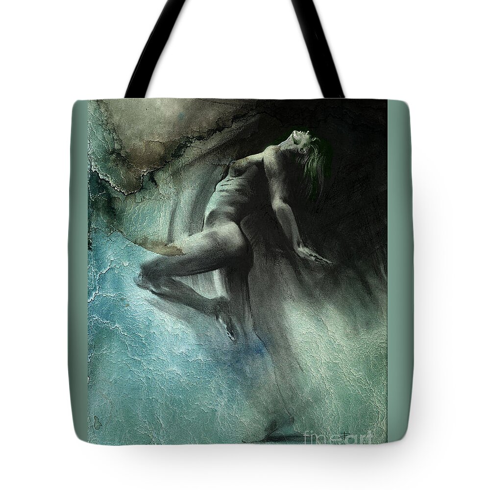 Figurative Tote Bag featuring the drawing Fount I - textured by Paul Davenport