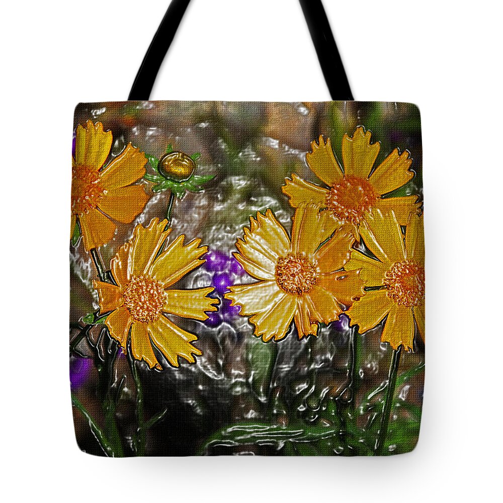 Five Flowers Tote Bag featuring the photograph Five Flowers by Tom Janca