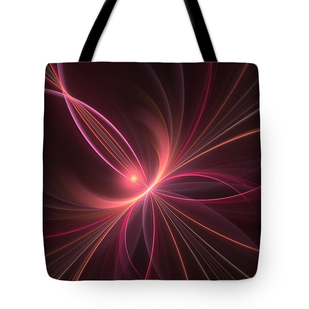 Fractal Tote Bag featuring the digital art Fractal Dancing with the Light by Gabiw Art